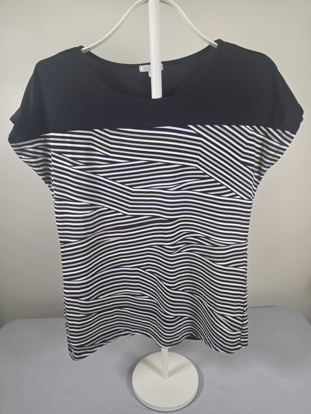 Ava James tops women Stripped Size S Pullover Blouse Boat Neck
